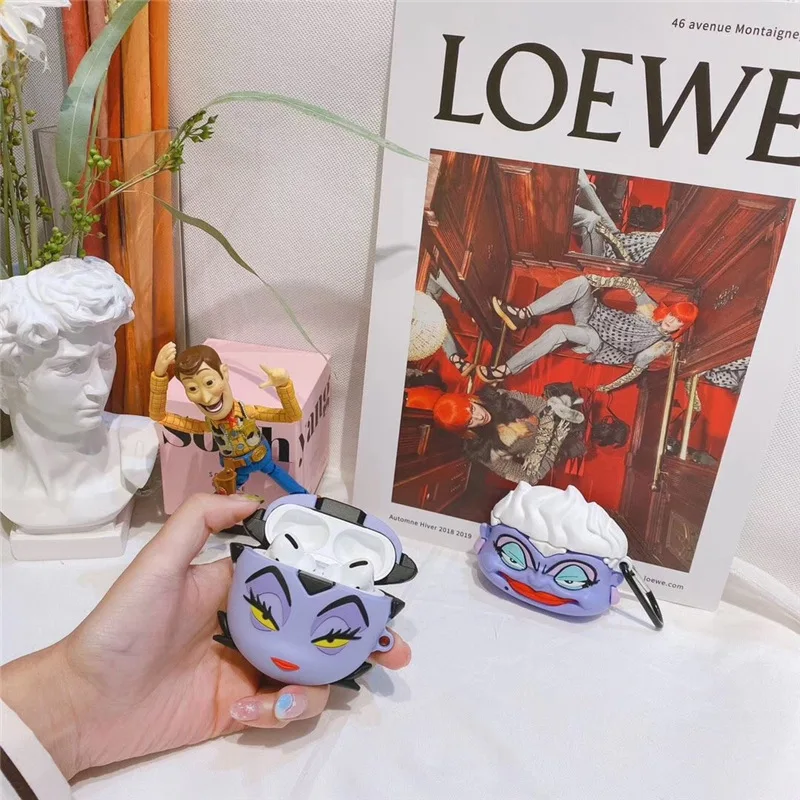 

Disney Classic Anime Role Of The Villain Ursula And Evil Queen Earphone Cover Case For Airpods Pro 1 2 3D Silicone Figures