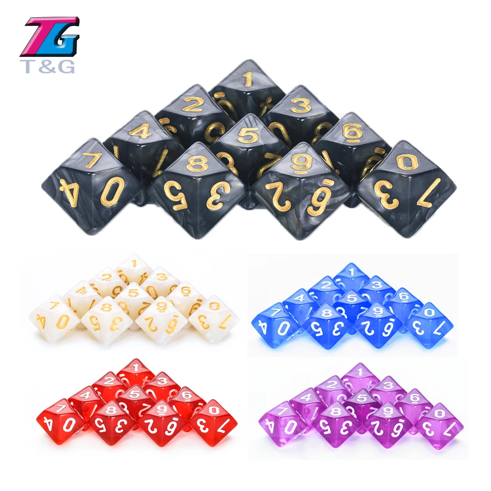 T & G 10 шт./компл. многогранные D10 Боковые кости DND игры для мраморного эффекта