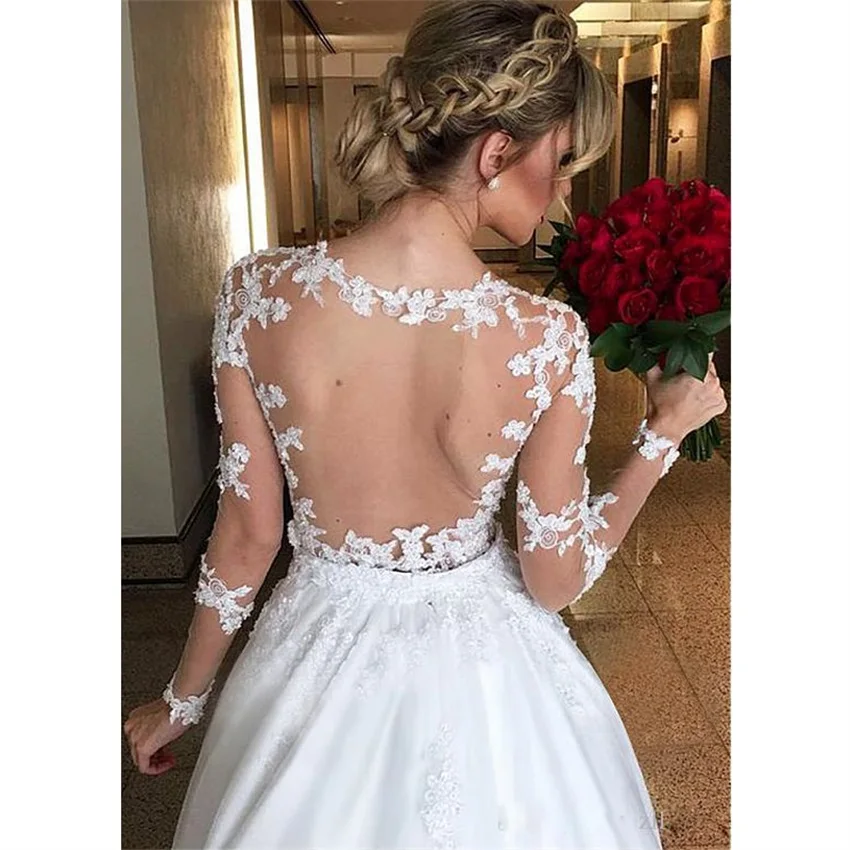 2020 Ball Gown 2 in 1 Wedding Dresses Detachable train Lace Appliques Pearls Bridal Gowns Vestido De Novias robe de mariee | Свадьбы и