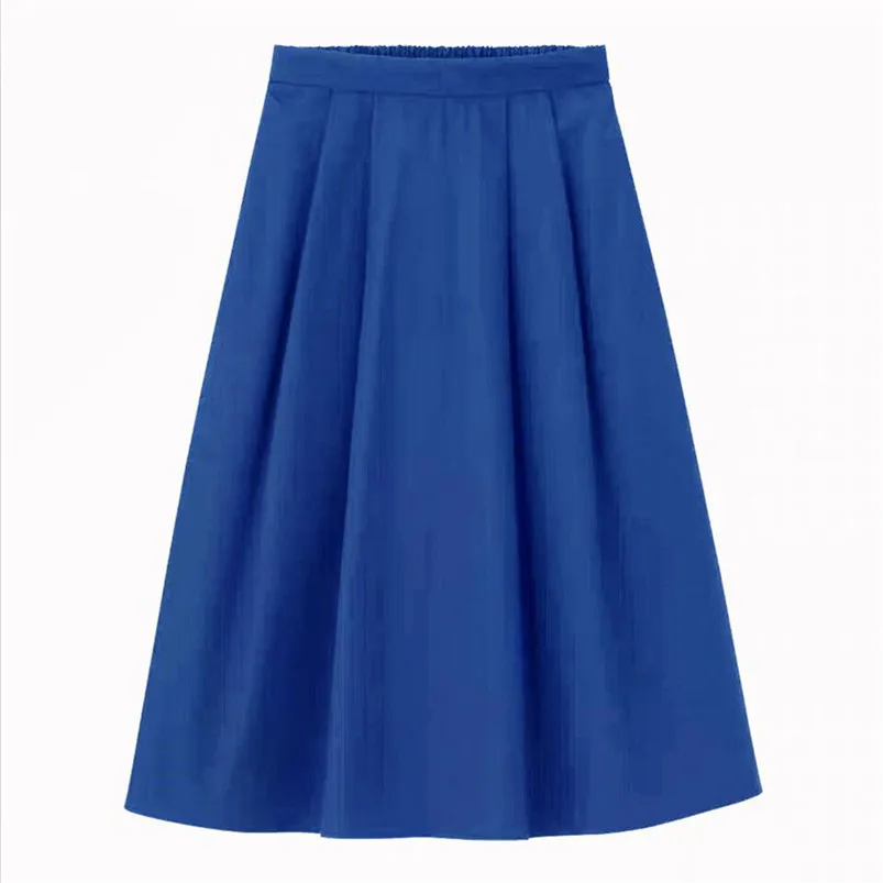 Женская офисная юбка средней длины однотонная элегантная хлопковая с завышенной