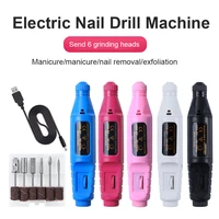 1 set nail art pen nail electric machine drill kit usb charging manicure machine pedicure with 6 bits sanding buffer nails file