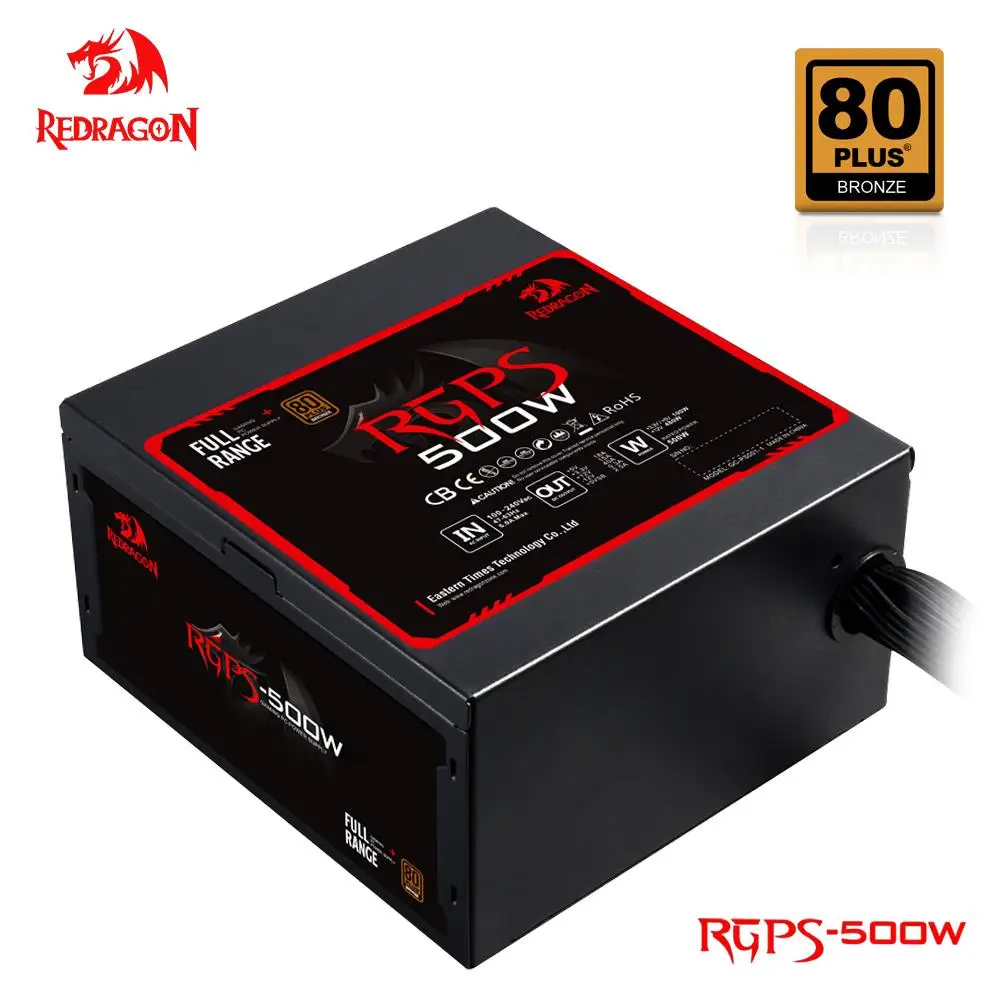 Блок питания REDRAGON RGPS для ПК 500 Вт 80PLUS бронзовый тихий игровой вентилятор 120 мм 24