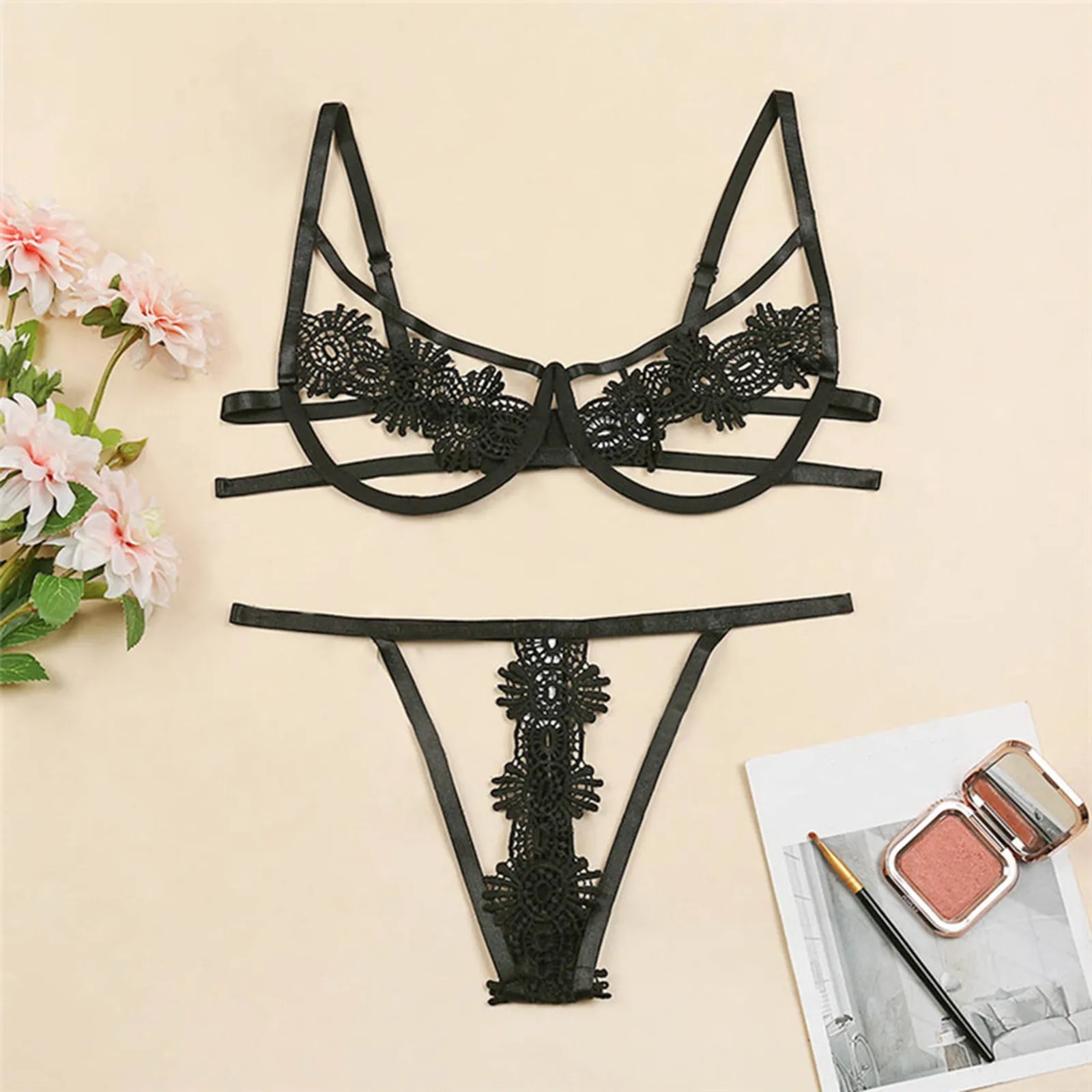 

Women's Underwear Lace Sexy Lingerie Hollow Sensual Lingerie Woman Bandage Bra Briefs Underwear Set Sleepwear Exotic Costumes