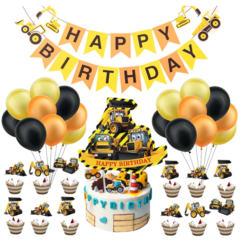 

Excavator Party Decoration Engineering Truck Balloon Birthday Party Decoration Kit