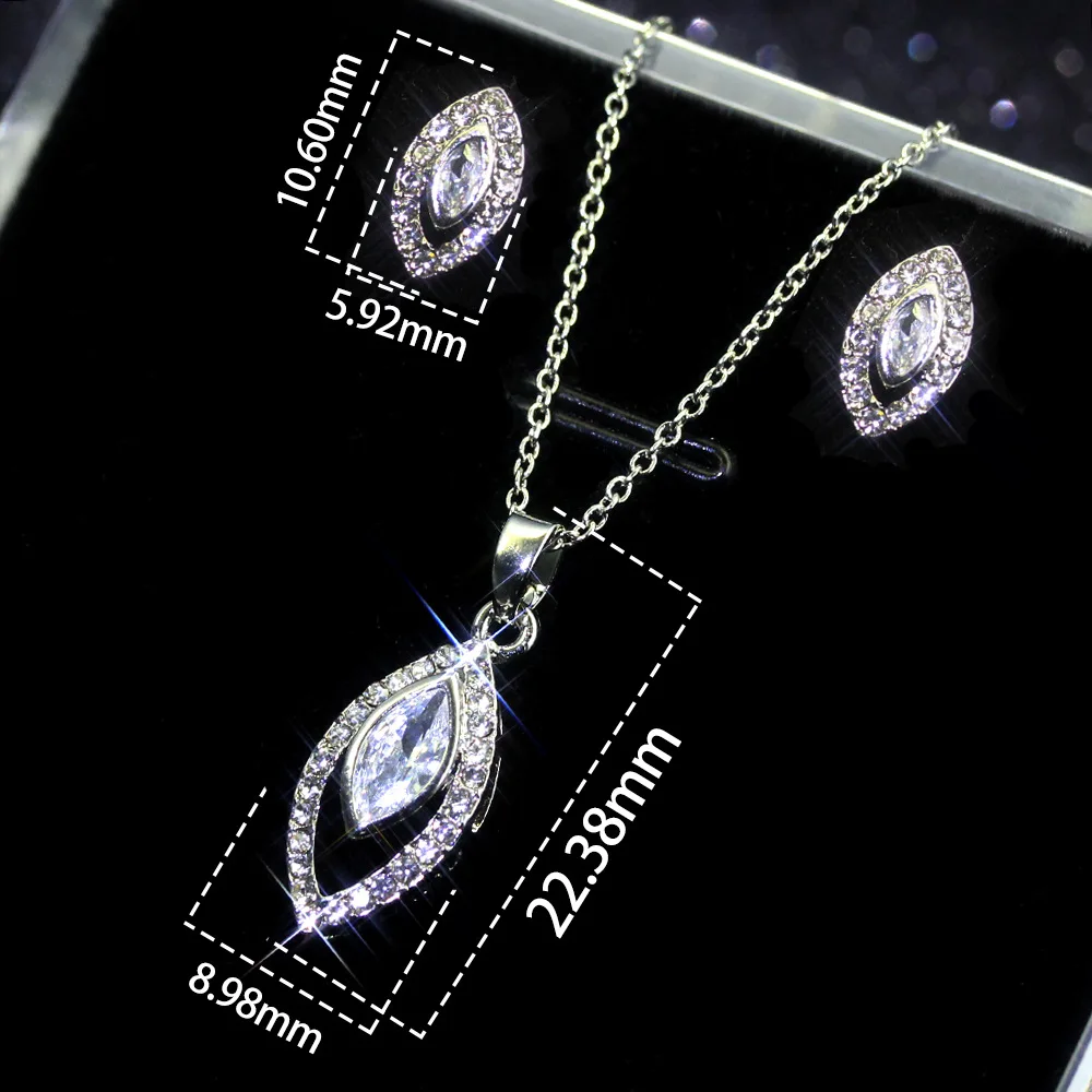 

YaYI Jewelry Natural Gemstones Moissanite Zirconia Silver Color Wedding Party Little Heart Necklace Earrings Set Pendant Gift
