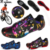 the latest men road cycling shoes colorful reflective professional women mtb breathable bicycle racing self locking shoes 36 48