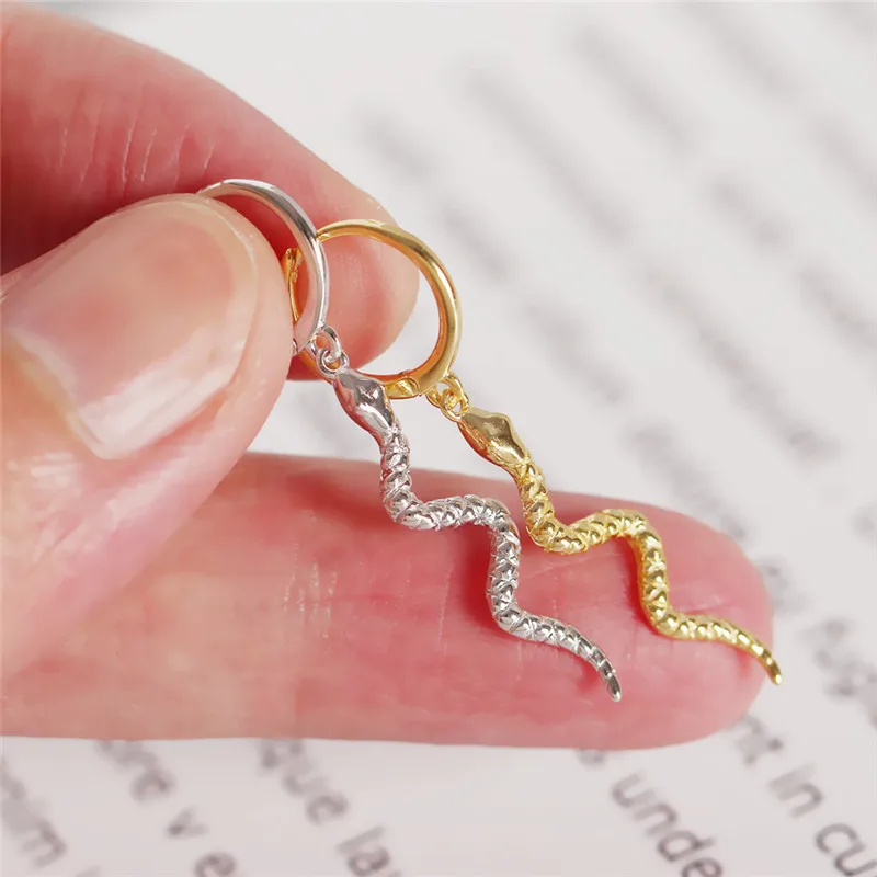 

1Pair Punk Long Snake Hoop Earrings For Women European Simple 100% 925 Sterling Silver Circle Earring For Womens Fine Jewelry