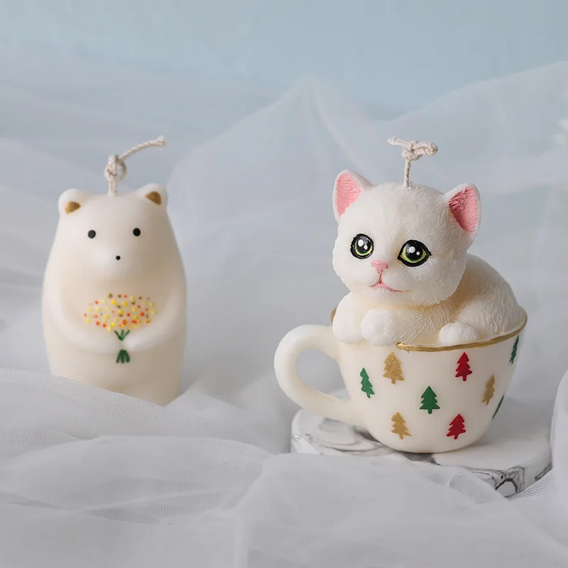 Teacup силиконовая форма в виде кота Cute мультфильм свеча-кошка пластырь для