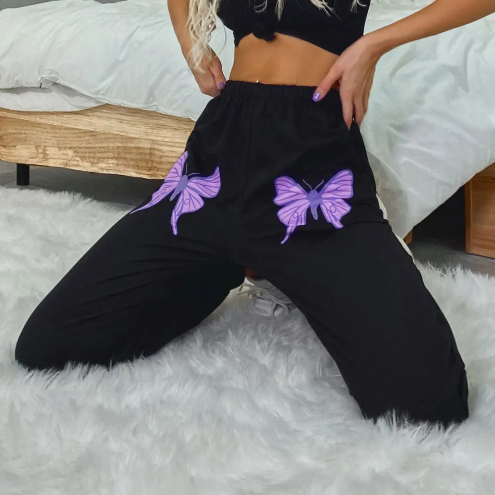 

ZOTTSOZ Fashion Summer Sport Casual Pants Women 2021 Butterfly Print Harem Sweatpants Jogger Harajuku Streetwear Trousers Female