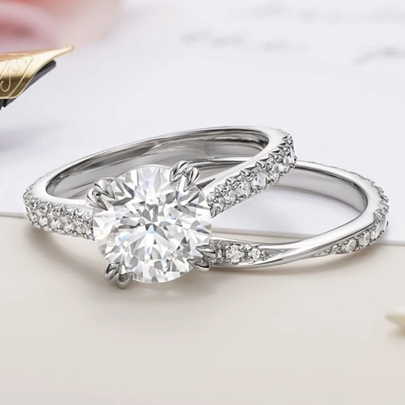 

Кольцо из белого золота 18 К AU750, Муассанит с супер вспышкой, прошел испытание бриллиантами, свадебные ювелирные украшения на годовщину zw13290