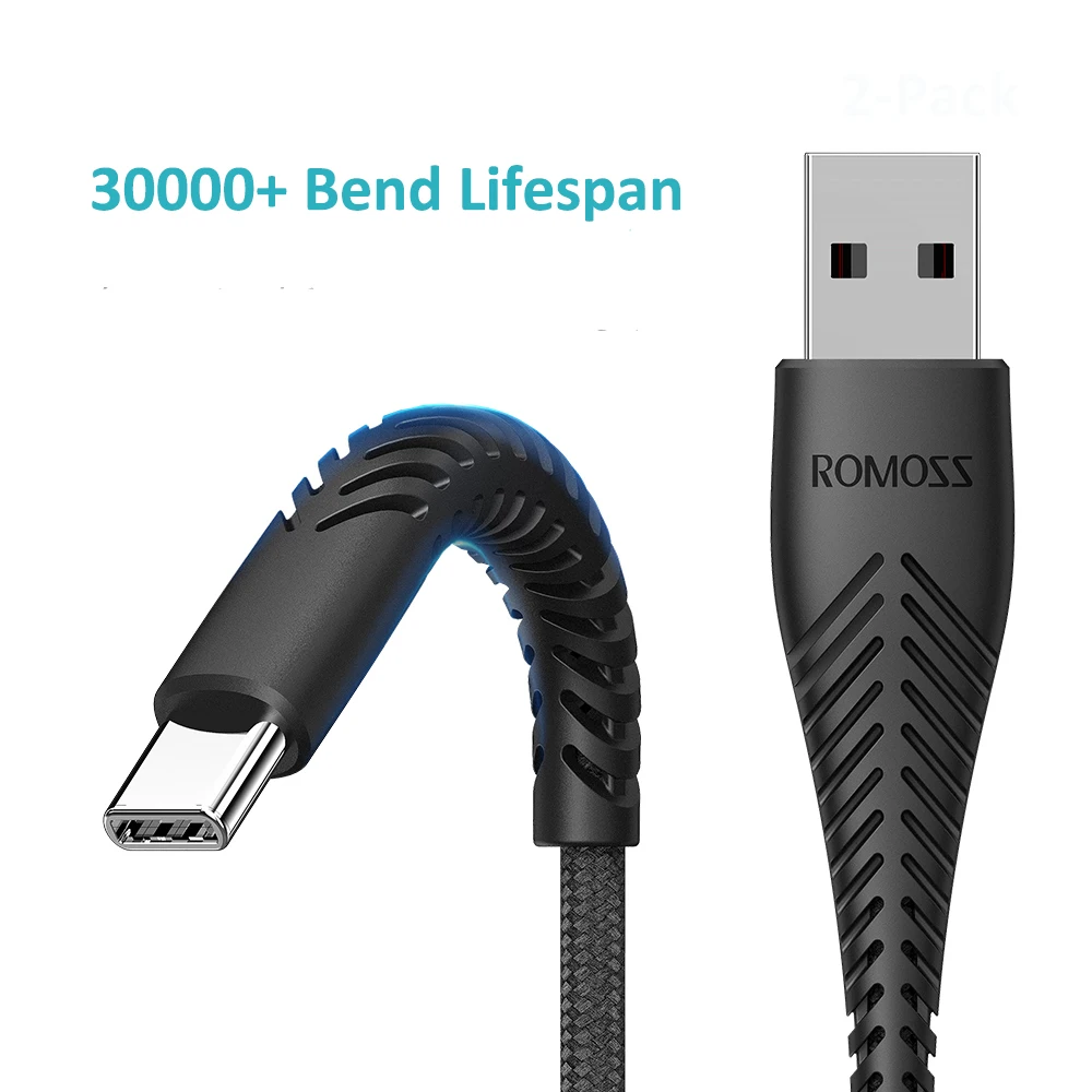 ROMOSS 2 шт./лот Кабель с разъемом usb-c Type-C кабель для быстрой зарядки 3 0 USB передачи