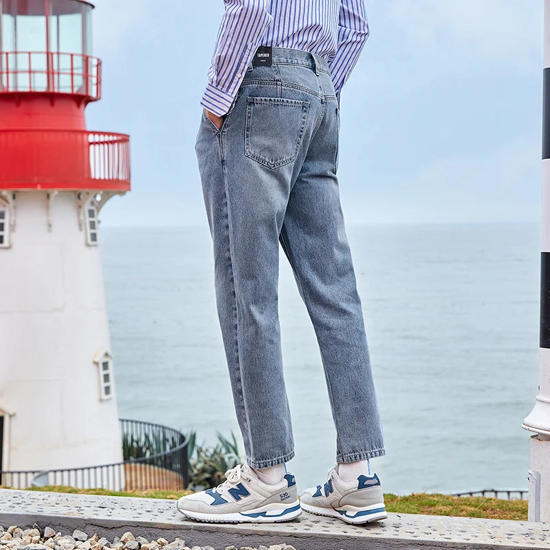 

SEMIR Jeans Men Trendy Brand Loose Straight Old Daddy Pants 2021 Spring New Man Trousers Korean Style Personality Trend