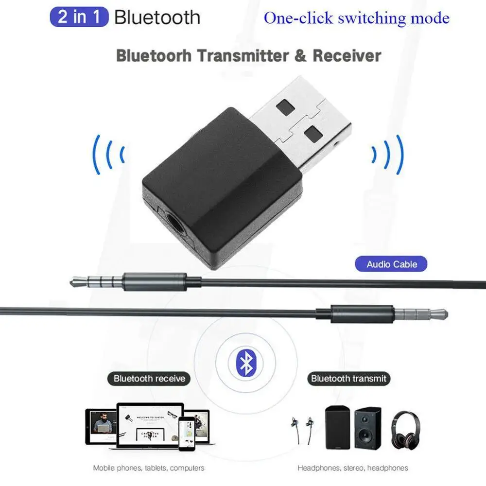 2 в 1 Bluetooth 5 0 адаптер приемник и передатчик 3 мм AUX Hi-Fi стерео мини-адаптеры для ТВ