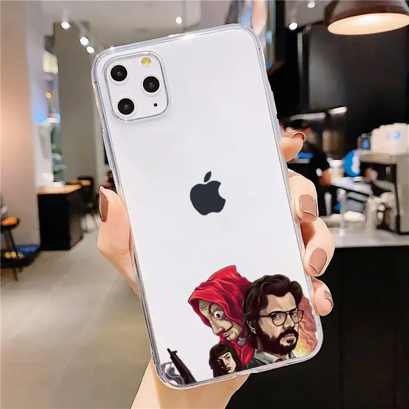 

Money Heist TV Series Phone Case Transparent for iPhone 11 12 mini pro XS MAX 8 7 6 6S Plus X 5S SE 2020 XR