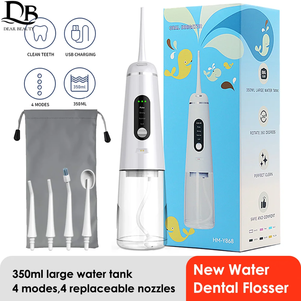

Cordless Oral Irrigator USB Rechargeable Water Flosser Portable Dental Water Jet 350ML Water Tank Waterproof Teeth Cleaner