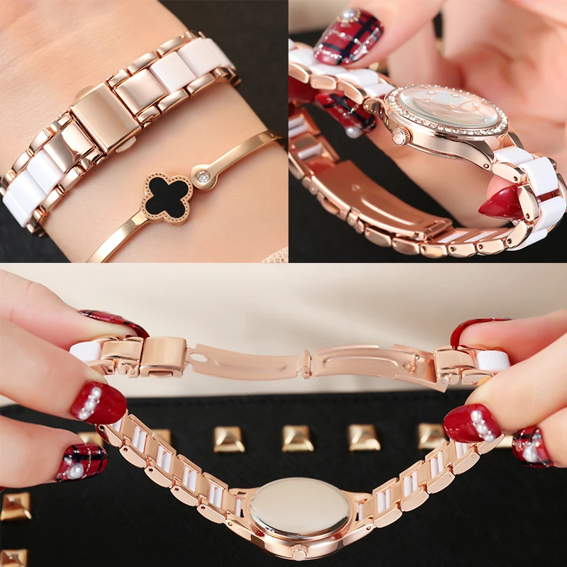 Часы наручные женские кварцевые со стразами люксовые модные повседневные