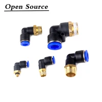 pl pneumatic connector 4mm 12mm hose od 18 14 38 12 male pneumatic thread tube elbow connector tube air push in mount