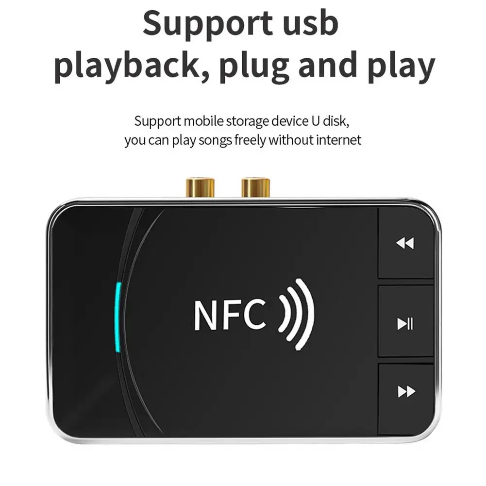 NFC Bluetooth-совместимый аудиопередатчик 5 0 приемник 2RCA 3 мм Aux разъем USB-ключ