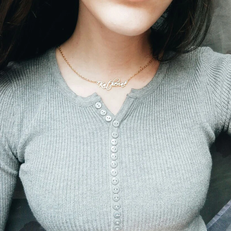 Женское индивидуальное ожерелье WindJune индивидуальная именная табличка Прямая