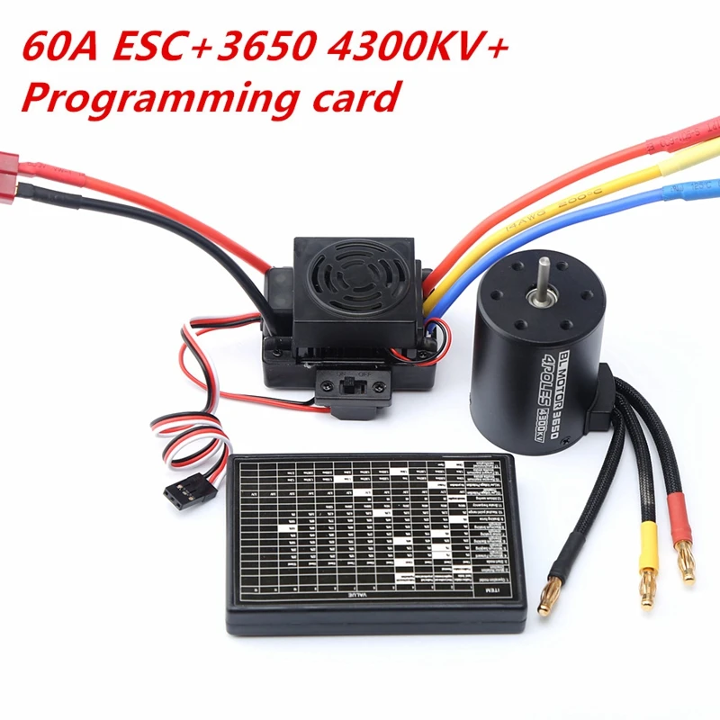 

3650 4300KV Brushless Motor and 60A ESC & Programmer Card Combo with Metal Transmission Gearbox 370 Motor