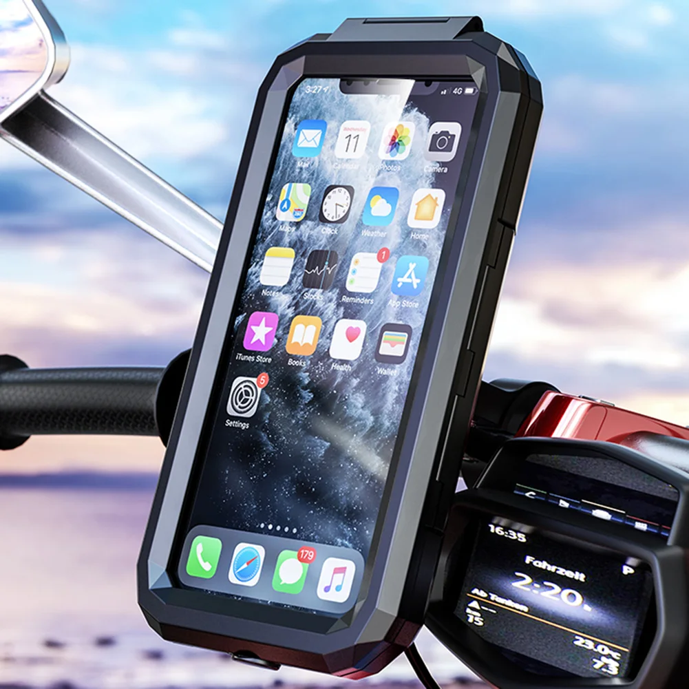 

Motorcycle Phone Holder 15W Wireless Charger Waterproof Motorbike Handlebar Rear-View Mirror Mobile Phone Mount Stand
