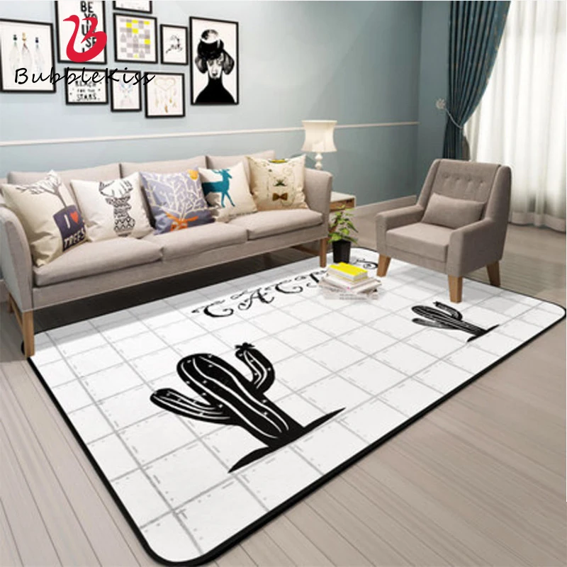 

Bubble Kiss Nordic Style Gray Series Living Room Carpets Fashion Cactus Pattern Non-Slip Bedroom Decor Carpet Hot Sale Area Rug