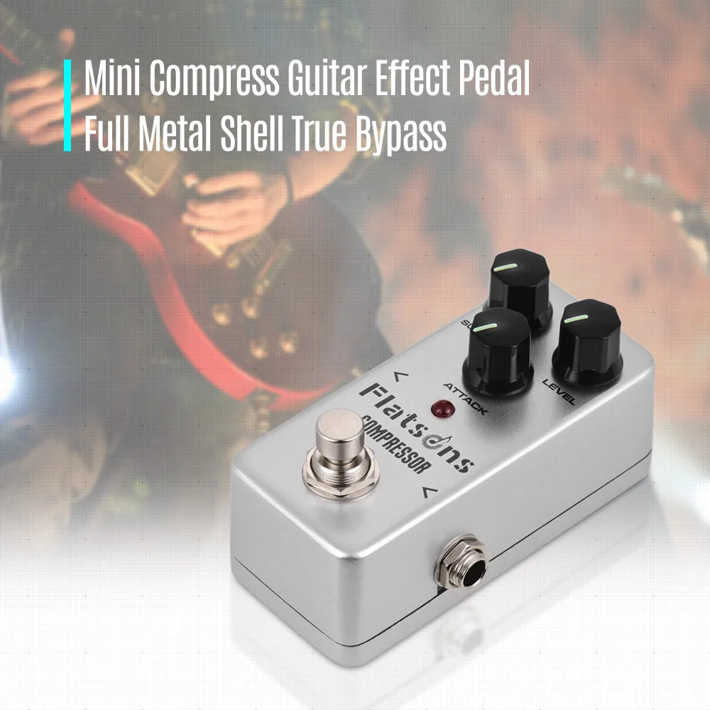 

Flatsons COMPRESSOR Mini Compress Guitar Effect Pedal With LED light Broader adjustable Range Full Metal Shell True Bypass
