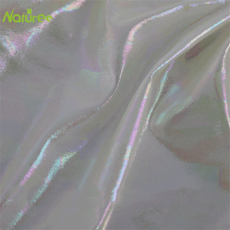 50 см * 143 Лазерная Переливающаяся эластичная ткань из спандекса для