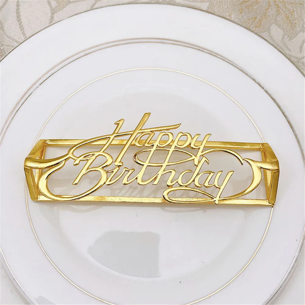 

12 / PCS NEW "Happy Birthday" napkin ring golden letter napkin ring desktop ornaments towel buckle free of shipping