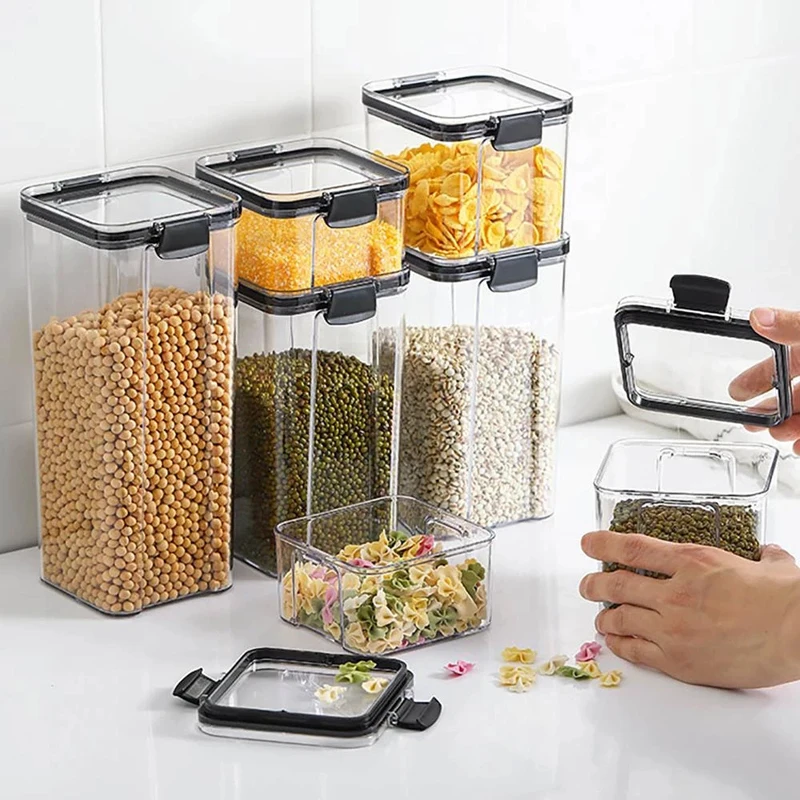 

Kitchen Transparent Plastic Sealed Jar Spice Sealed Box Nut Coffee Bean Storage Jar Whole Grain Storage Box