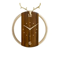 luxury gold wall clock deer head decoration nordic living room home decor fashion clock modern simple wall watch metal clocks