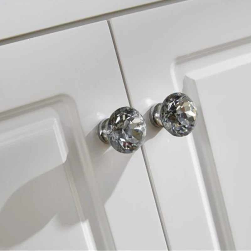

New 30mm Diamond Knobs Clear Crystal Glass Door Pull Drawer Knob With Screw Cabinet Furniture Accessory Home Decorations