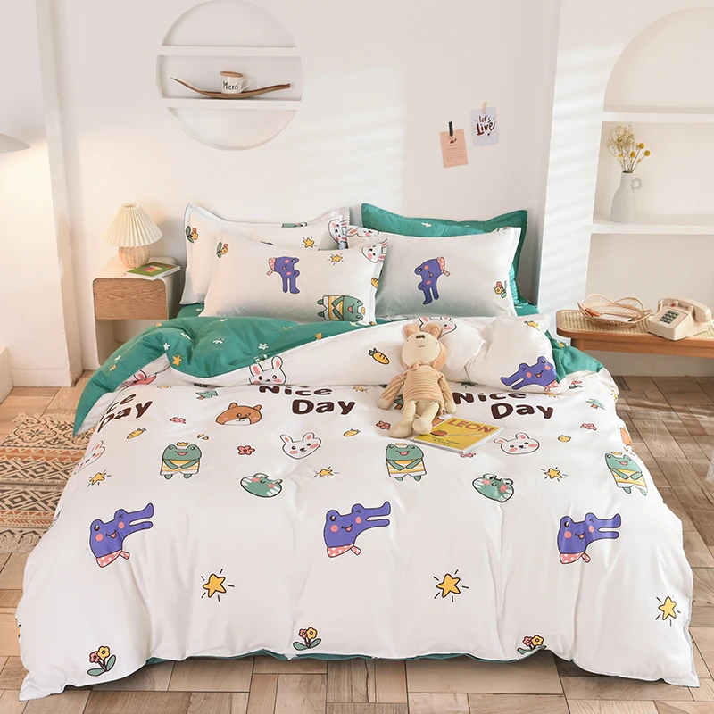 

pastoral style home bed set flat sheet pillowcase&duvet cover bedding set No quilt