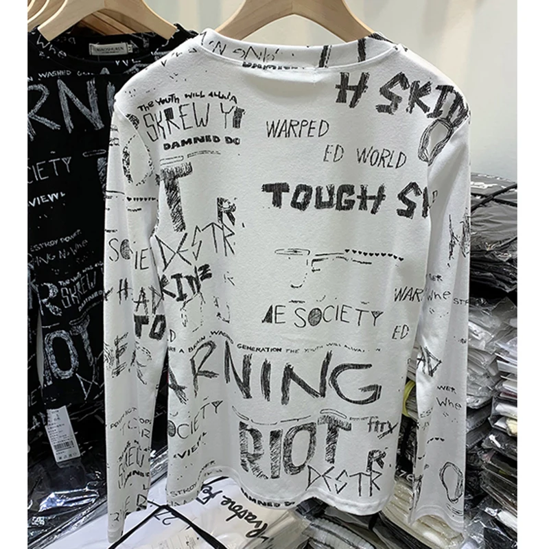 

2022 Spring Graphic T Shirts Long Sleeve Tees Women Cotton O Neck Character Womens T Shirt Tops Slim Y2k Clothes T Shirt Femme