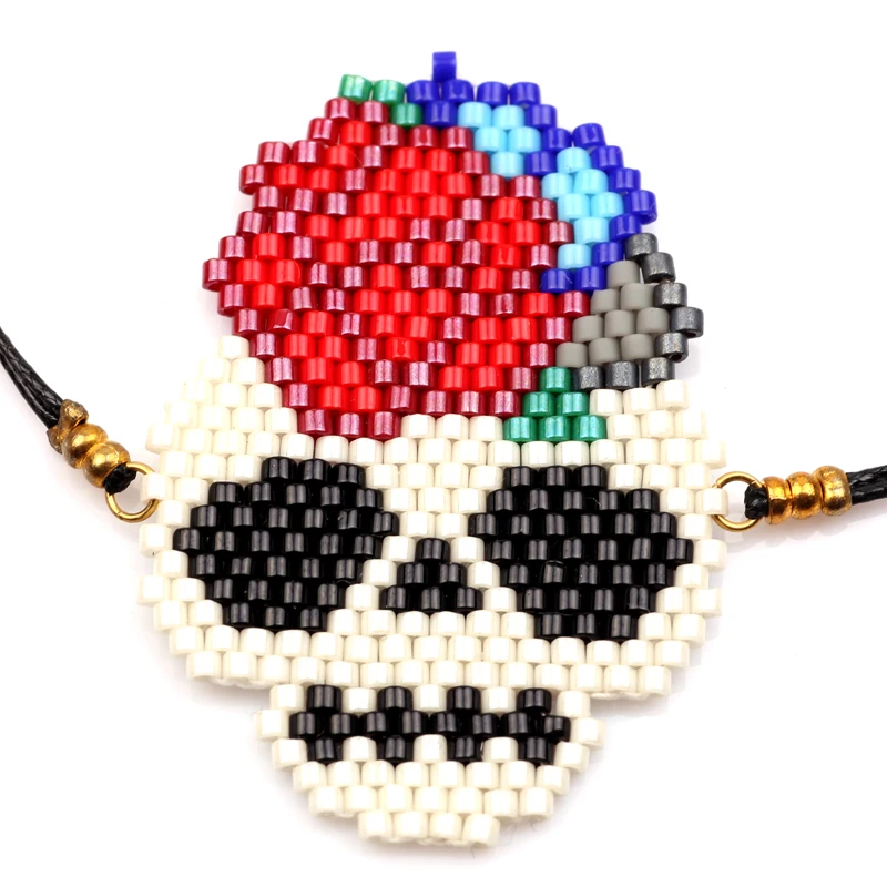 

Fairywoo Skeleton Brecelet Big Jewelry Handmade Miyuki Bead Pendant Accessories For Women Luxury Gifts Adjustable Rope Bangles