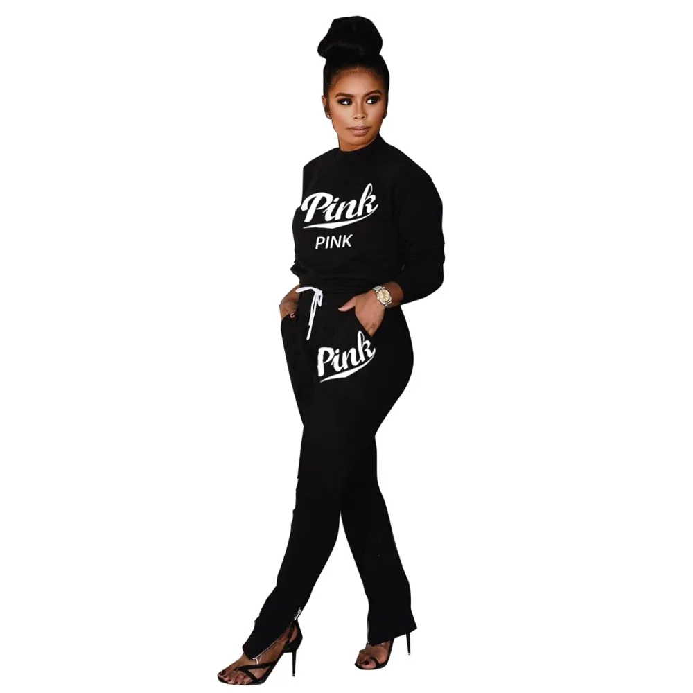 Новая осенняя одежда розового цвета с буквенным принтом комплект из 2 предметов