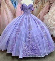 quinceanera dresses lilac for 16 year girl ball gown appliques sexy off the shoulder sweetheart princess debutante gowns