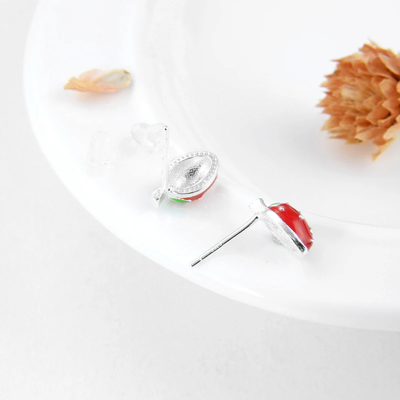 Высококачественные серьги-гвоздики из стерлингового серебра 925 пробы с красной