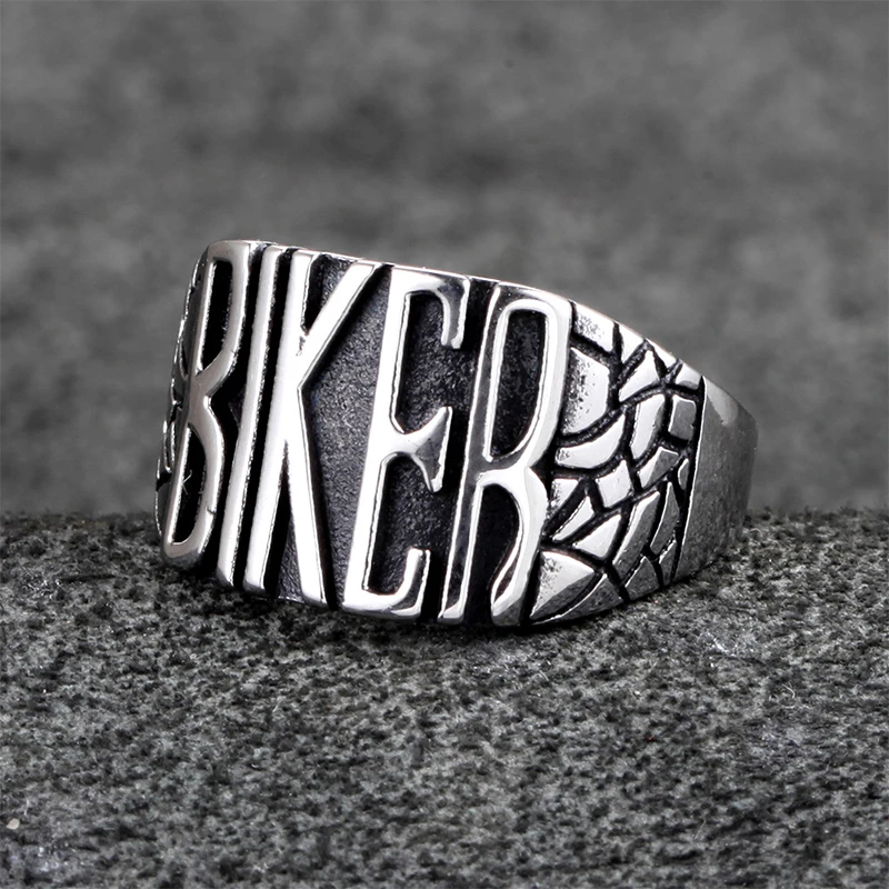 

Stainless Steel Men's Letter Ring Fashion Personality Retro Motorcycle Biker Jewelry Accessories Gift Wholesale