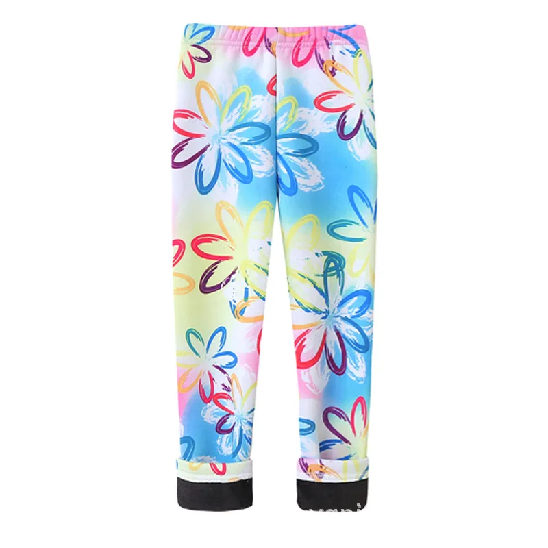 

Winter Girls Leggings for Outdoor Printing Flower Legging 2-14y Plus Velvet Thickening Girl Pencil Pants Kids Trousers Clothes