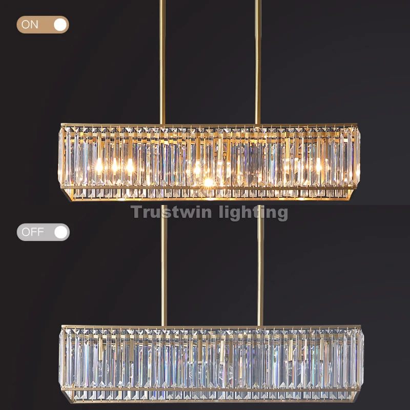 Золотистый Современный хрустальный подвесной светильник для столовой латунный