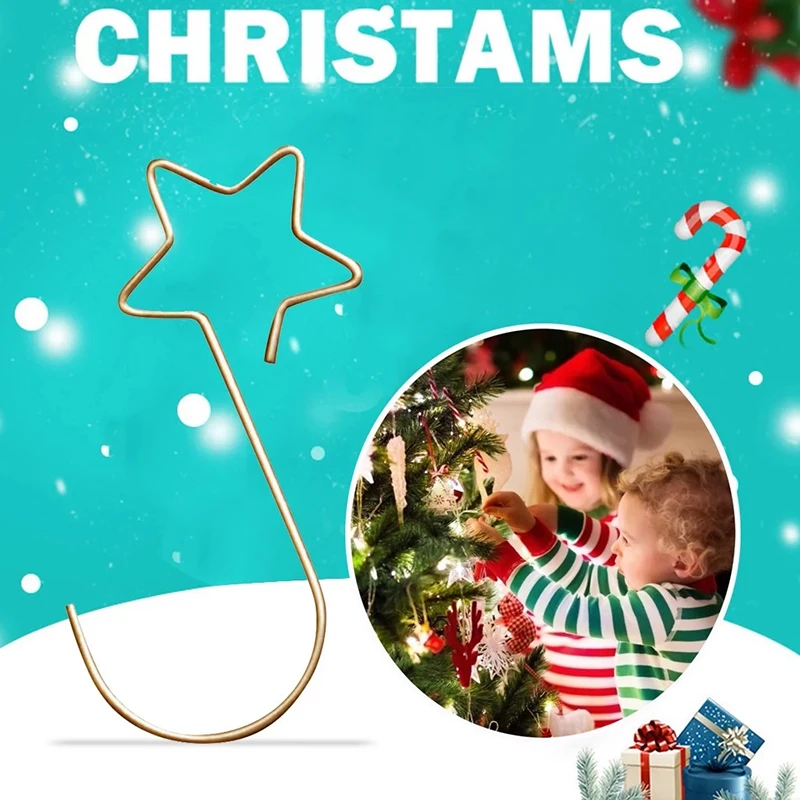 

20pcs/lot Christmas Wreath Hook For Christmas Tree Hanging Pendant Ornament Metal Star Decoration Hook Xmas Home Decor