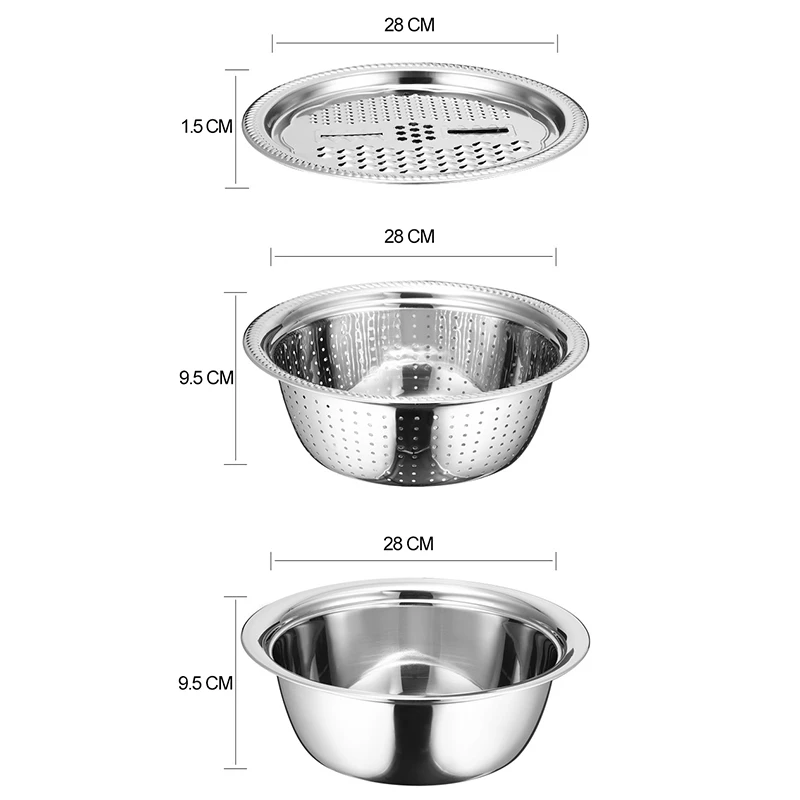 

Multifunctional Drain Basket Vegetable Washing Pot Stainless Steel Washing Pot Potato Grater Rice Sieve Pot Kitchen Accessories