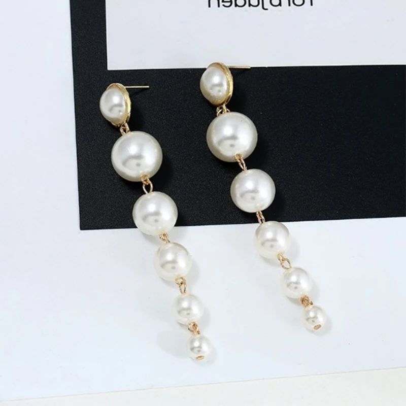 Женские серьги с жемчугом европейские и американские длинные темпераментные