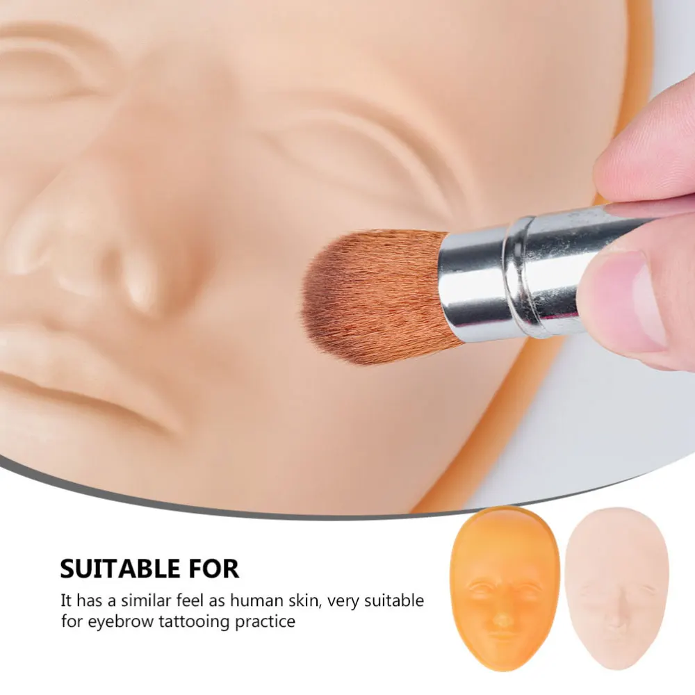 

2pcs Practice Skin Head Facial Training Skin with Support Base