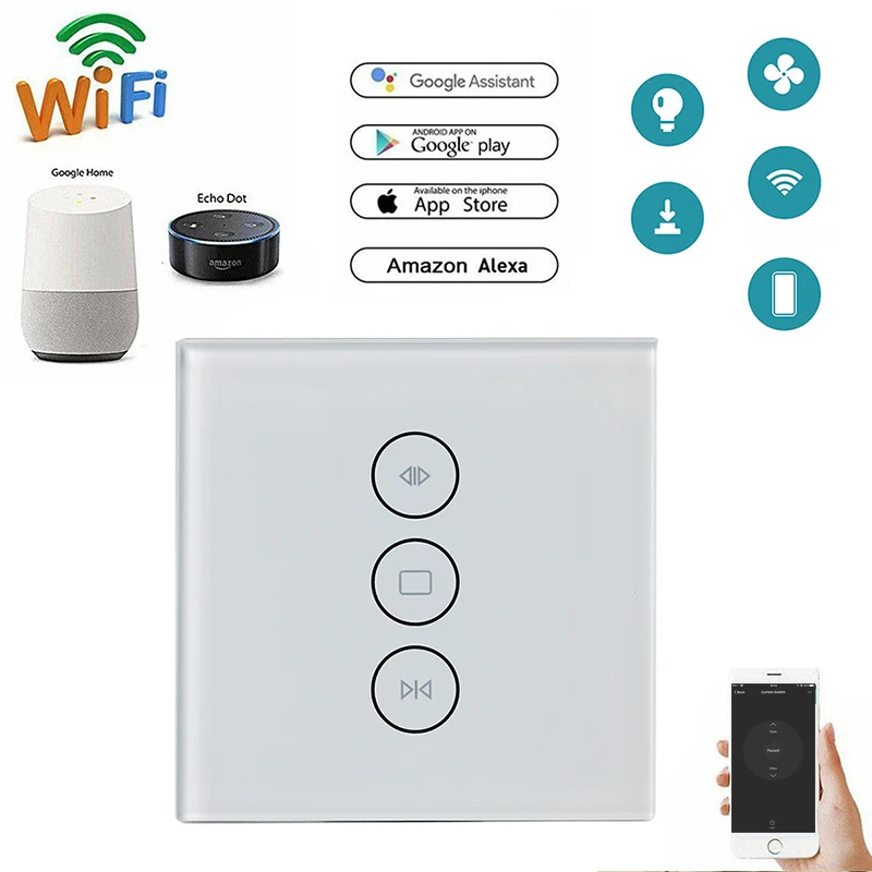 

Smart Home WiFi Electric Touch Blinds Curtain Switch Ewelink APP Voice Control By Alexa Echo for Mechanical Limit Blinds EU/US