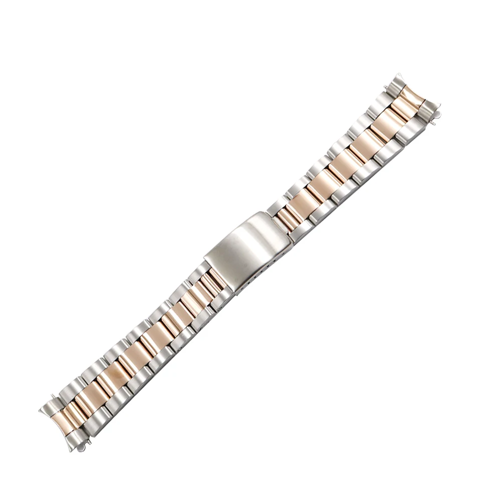 Rolamy 13 17 19 20mm Watch Band Strap Wholesale 316L Stainless Steel Tone Rose Gold Silver Watchband Oyster Bracelet For Dayjust