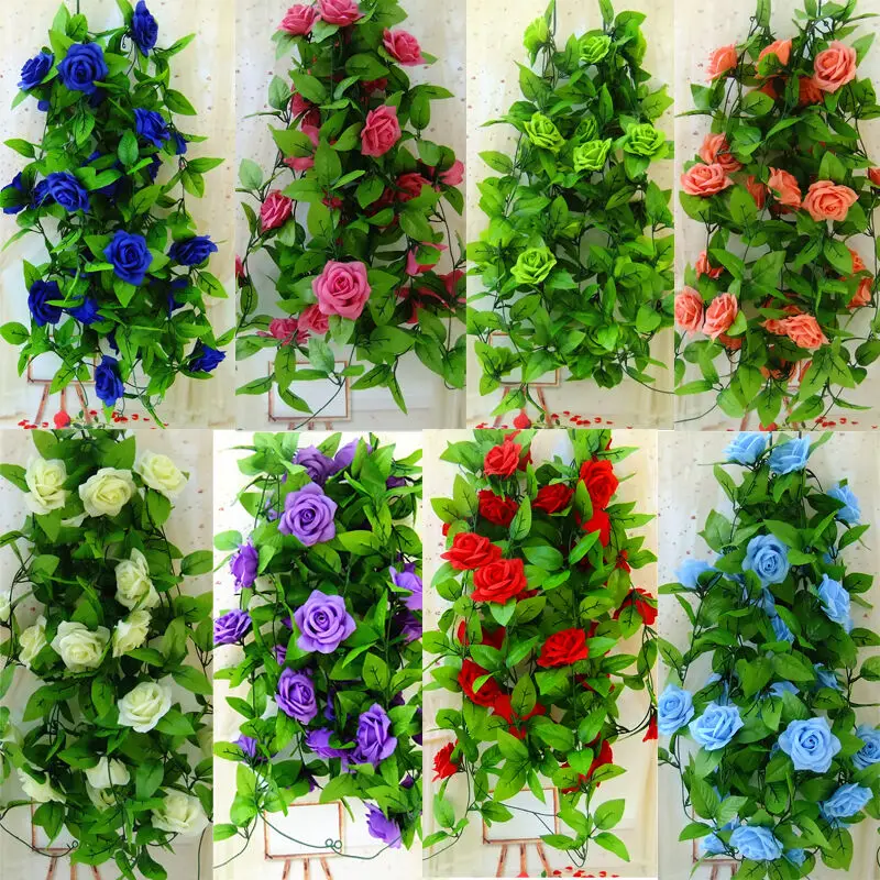 Искусственный Шелковый цветок розы Лист венок из виноградных листьев растений