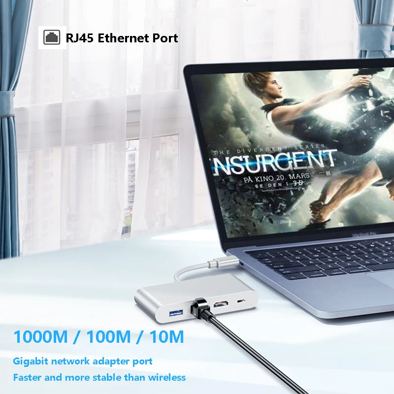 Док-станция для MacBook Pro Air Dell Hp USB C-переключатель на 4K HDMI Rj45 3 0 PD совместима с Thunderbolt |