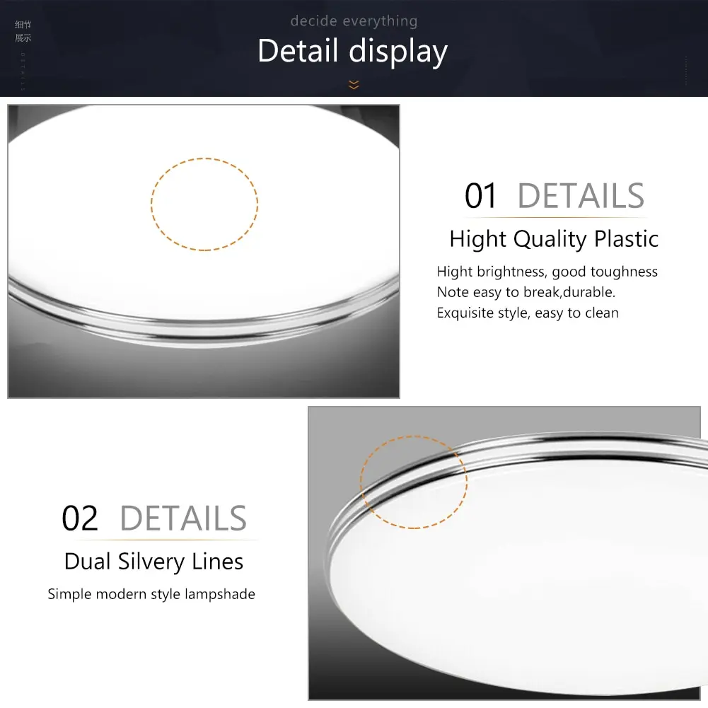 $9.89 LED Ceiling Light 72W 36W 24W 18W 12W Ultra Thin Down Light Surface Mount Panel Lamp AC 220V Modern Lamp For Home Decor Lighting